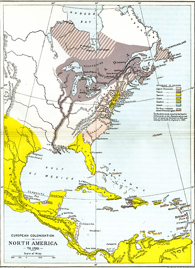 colonization in north america map European Colonization In North America 1500 1700 colonization in north america map