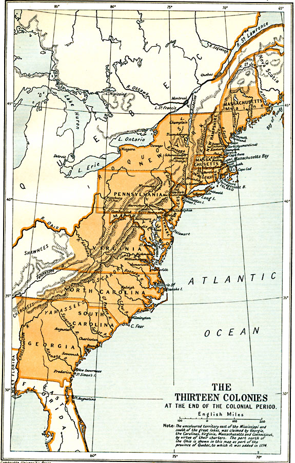 The Thirteen Colonies at the End of the Colonial Period