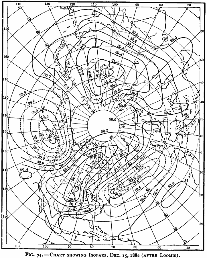 Isobar Chart of the Northern Hemisphere in December
