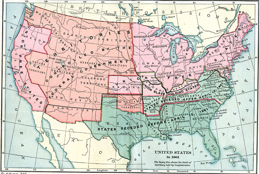 map of united states during civil war United States At The Outbreak Of The Civil War map of united states during civil war