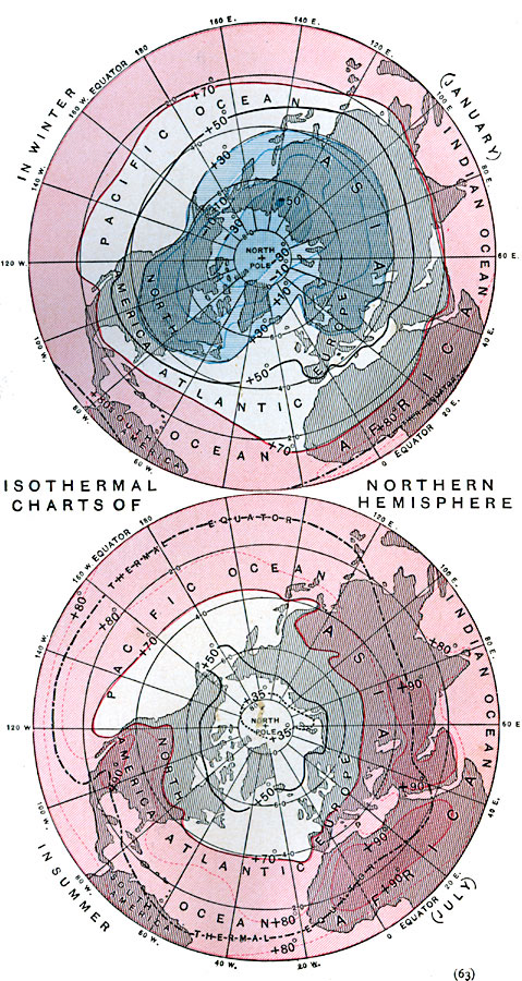 Seasonal Isothermal Charts of the Northern Hemisphere