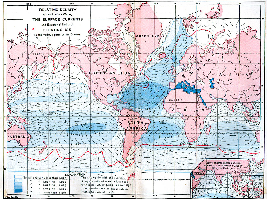 Surface Water Density and Currents