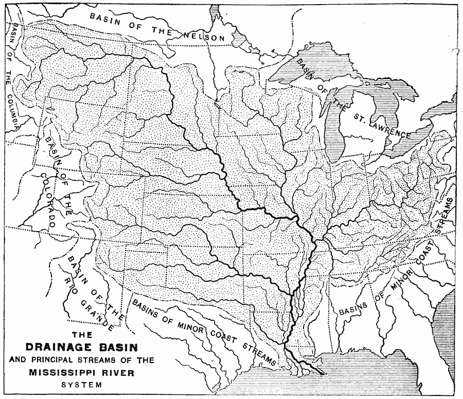 Drainage Basin And Principal Streams Of The Mississippi River System