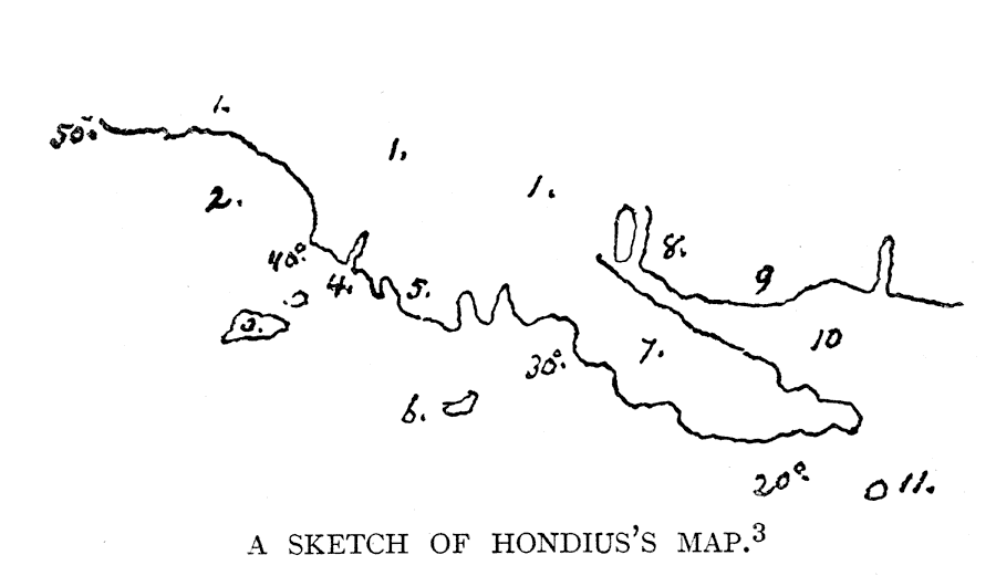Hondius's Map of Drake's Route