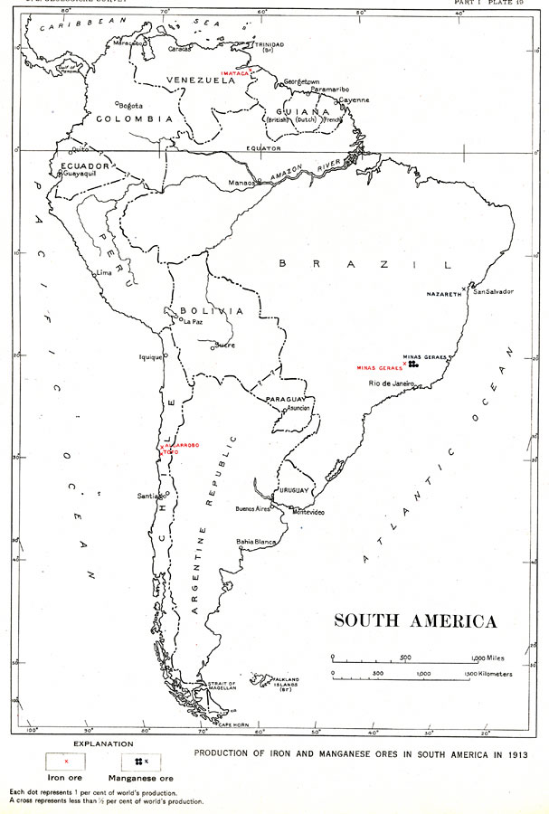South America Production of Iron and Manganese Ores