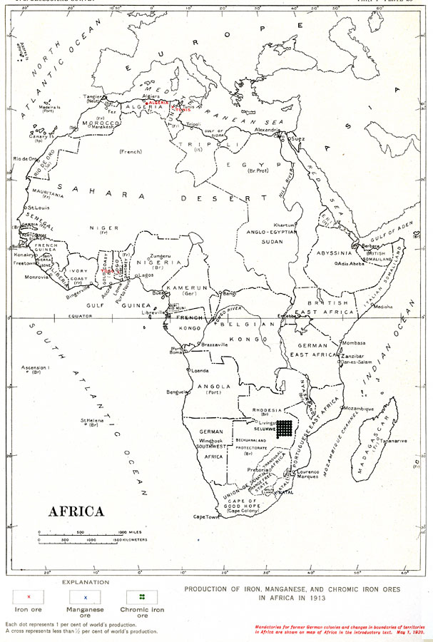 Production of Iron, Manganese, and Chromic Iron Ores in Africa