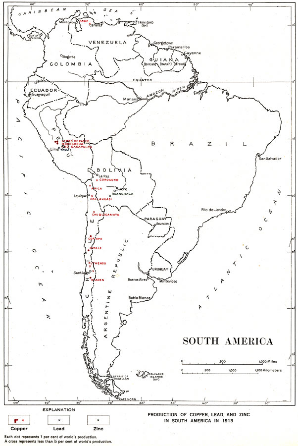Production of Copper, Lead, and Zinc in South America