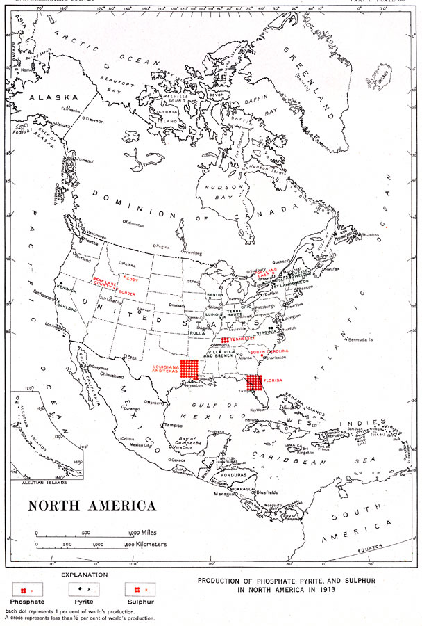 Production of Phosphate, Pyrite, and Sulphur in North America