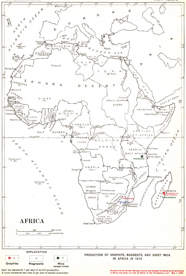 Production of Graphite, Magnesite, and Sheet Mica in Africa