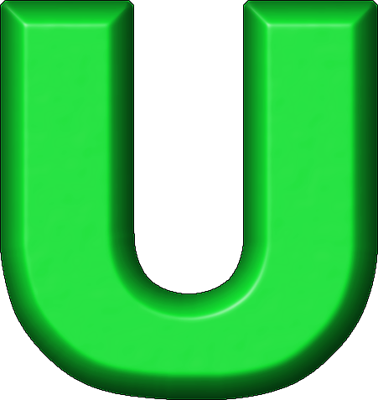 Presentation Alphabets: Green Refrigerator Magnet U