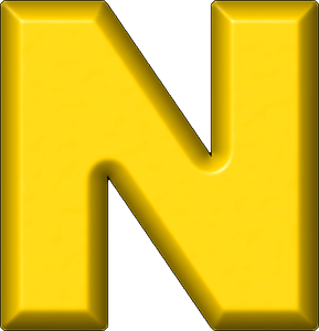 Presentation Alphabets: Yellow Refrigerator Magnet N
