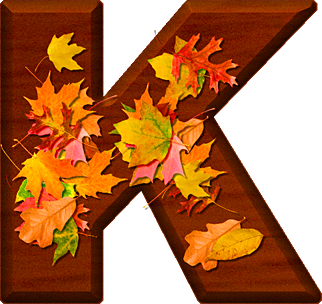 Presentation Alphabets: Cherry Wood Leaves Letter K