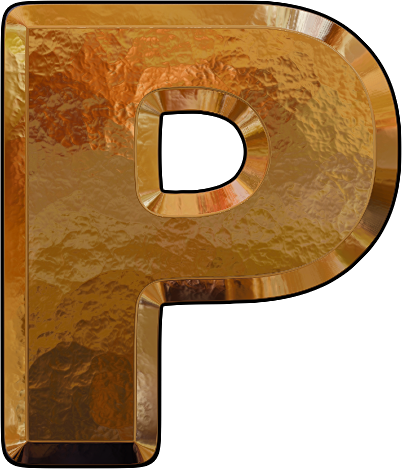 Presentation Alphabets: Gold Leaf Letter P