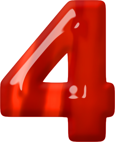 Presentation Alphabets: Red Glass Numeral 4