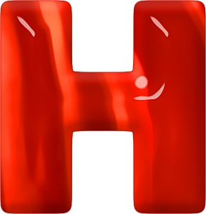 Presentation Alphabets: Red Glass Letter H