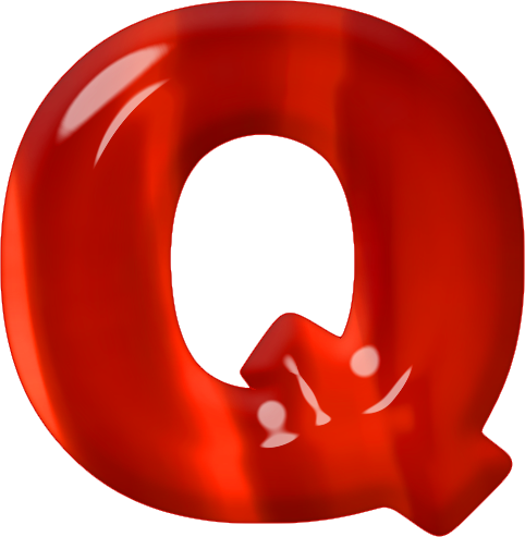 Presentation Alphabets: Red Glass Letter Q