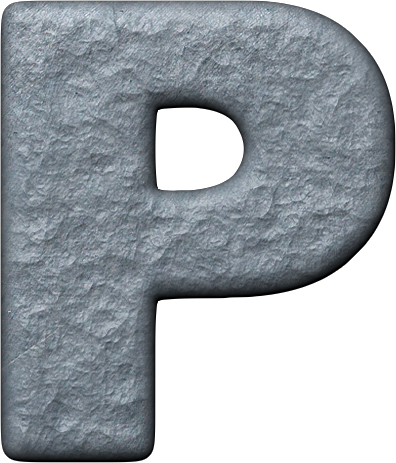 Presentation Alphabets: Rough Metal Letter P
