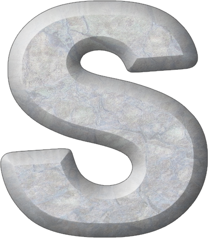 Stone Letters ornament. Liquid Metal Letters Stone. Letter s PNG inside White.