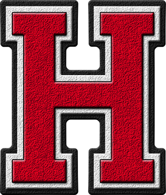 Presentation Alphabets: Cardinal Varsity Letter H