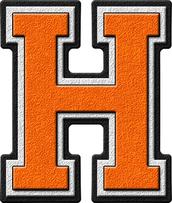 Presentation Alphabets: Orange Varsity Letter H