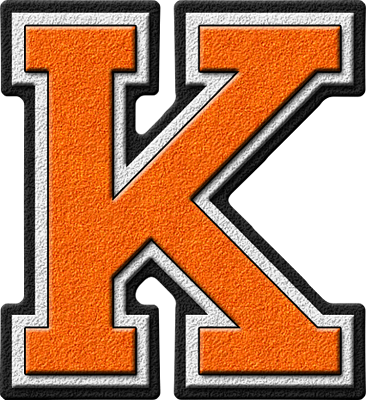 Presentation Alphabets: Orange Varsity Letter K