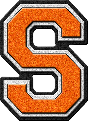 Presentation Alphabets Orange Varsity Letter S