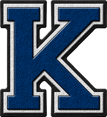 Presentation Alphabets: Royal Blue Varsity Letter K