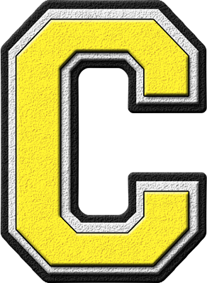 Presentation Alphabets: Yellow Varsity Letter C