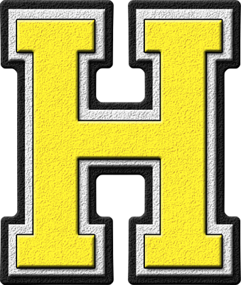 Presentation Alphabets: Yellow Varsity Letter H