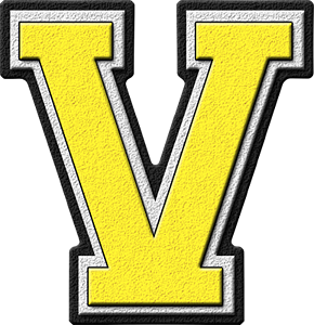Presentation Alphabets: Yellow Varsity Letter V