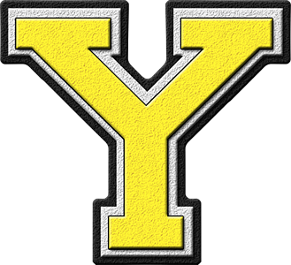 Presentation Alphabets: Yellow Varsity Letter Y