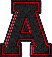 Presentation Alphabets: Black & Cardinal Red Varsity Letter A