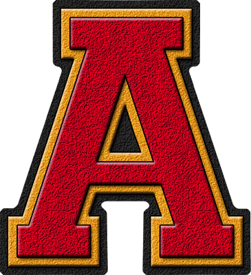 presentation alphabets cardinal red gold varsity letter a
