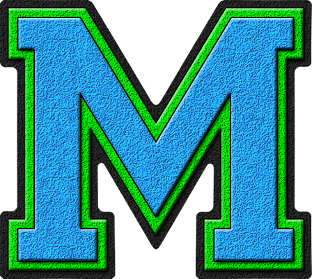 Presentation Alphabets Light Blue Kelly Green Varsity Letter M Presentation Alphabets Light Blue Kelly Green Varsity Letter M