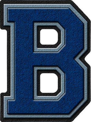 Presentation Alphabets: Royal Blue & Columbia Blue Varsity Letter B