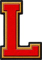 Presentation Alphabets: Scarlet Red & Gold Varsity Letter L