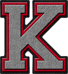 Alphabets: Silver & Red Varsity Letter K