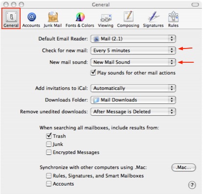 how often does mac mail check for new messages