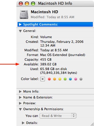 how to tell how much space on mac