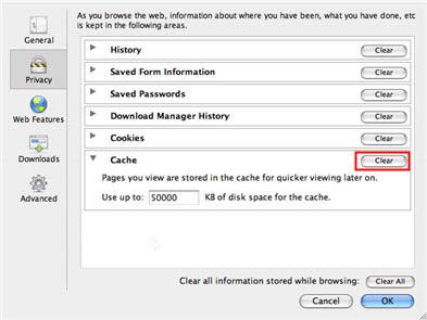 empty cache for adobe acrobat on mac