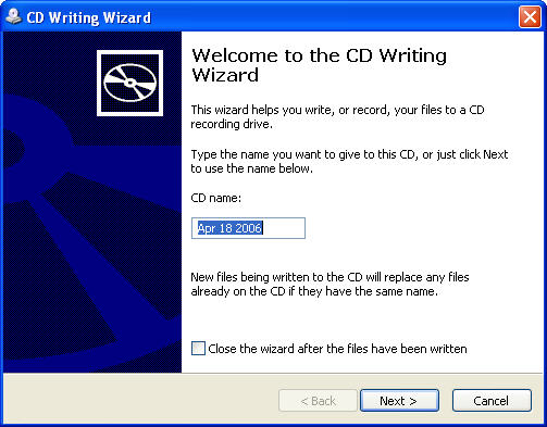 how to copy pictures to a cd in windows xp