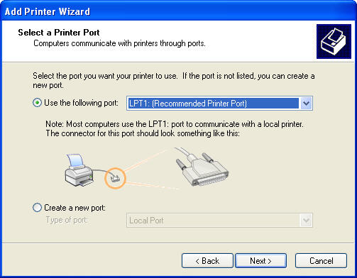 kan mijn printer niet instellen via wizard in xp