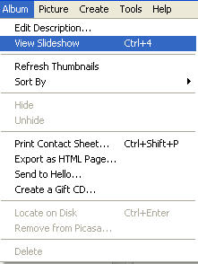 How do I create a slideshow using Picasa Images Windows
