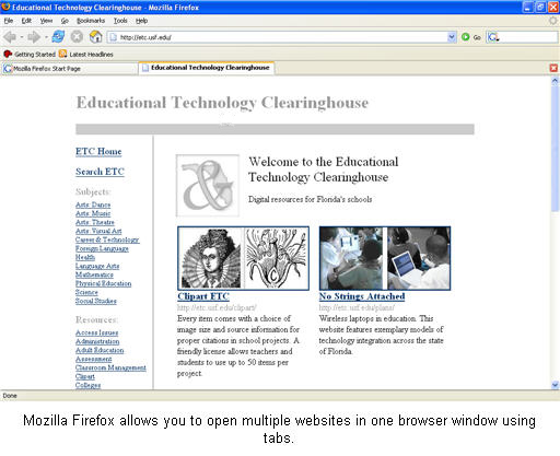 Internet, Using the web browser