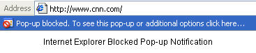 Internet Explorer Blocked Pop-up Notification