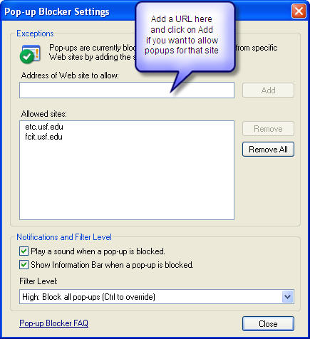 what to do when it says pop up window blocked