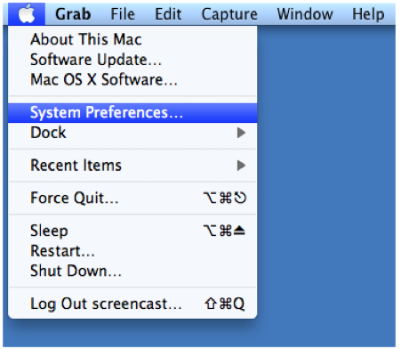 Apple menu with System Preferences selected