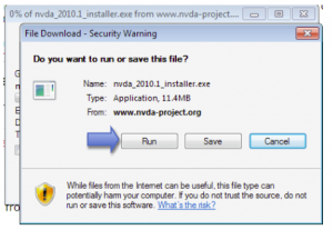 Run button on File Download window.