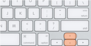 Keyboard layout with Up and Down Arrow keys highlighted.