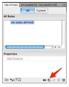 The New Rule button in the CSS Styles Panel of Dreamweaver